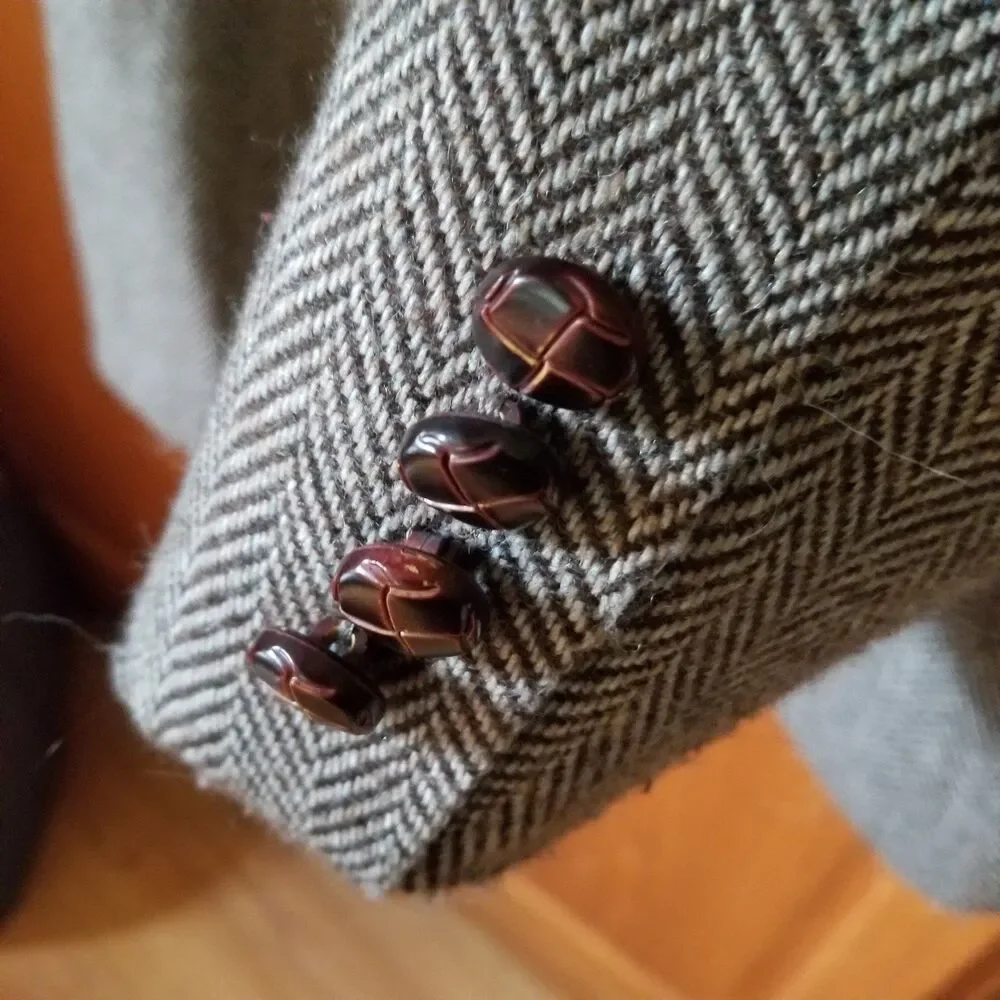 Vintage Joe Namath Signature collection brown herringbone wool blend blazer 50B